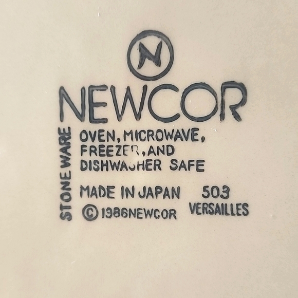 1986 Set of 2 Newcor Stoneware, Dinner Plates. 503 Versailles, Made in Japan - Picture 7 of 8